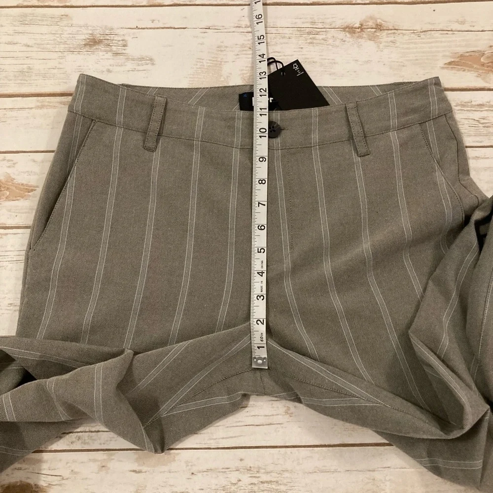 PAIGE Stafford Tapered Pinstripe Trousers Oyster Shell Size 31